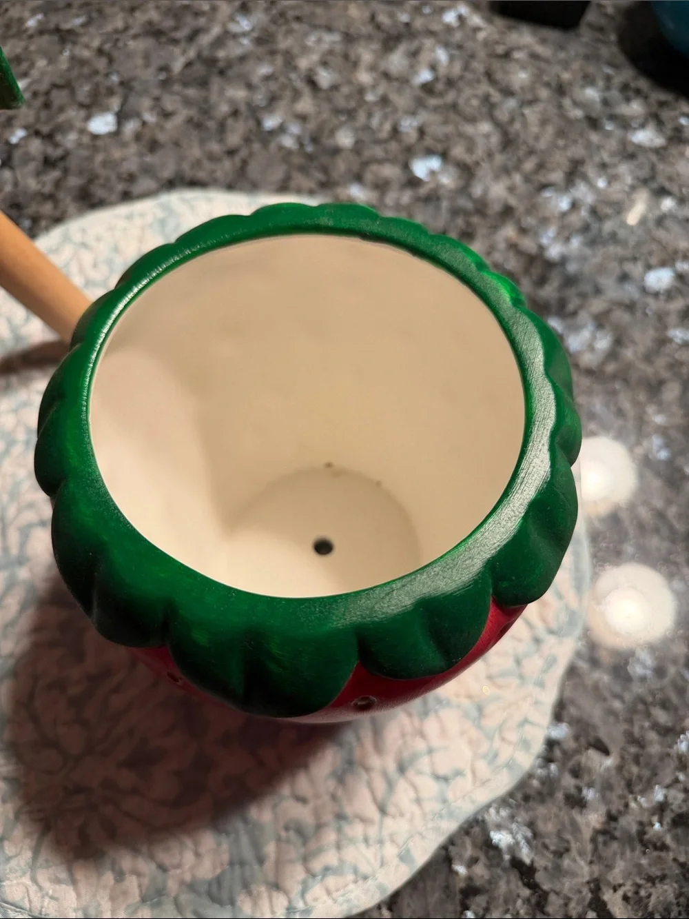 Strawberry Ceramic Planter and strawberry stool Set - Red & Green